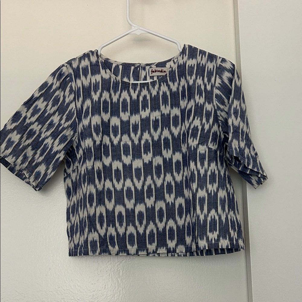 Fabindia Blue and White Ikat Top